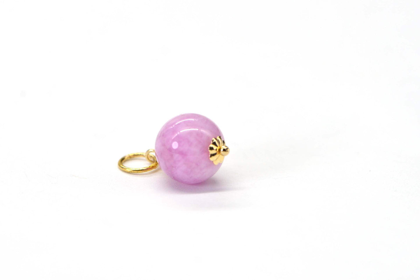 Kunzite Jade Pendant Genuine Pink Purple Jade Charm 14K Yellow Gold Filled Wire Wrapped