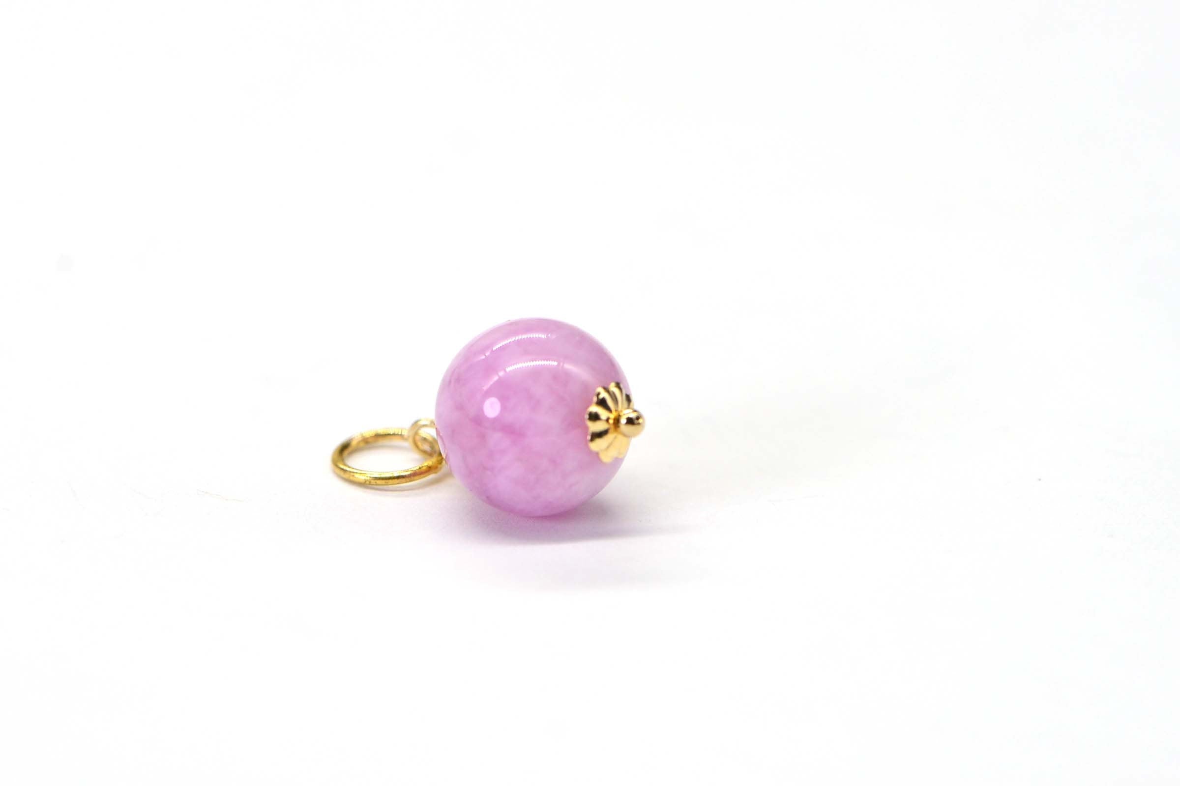Kunzite Wire wrapped bead 10mm Sphere Ball Dangle 14K Yellow Gold Filled