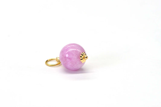 Kunzite Wire wrapped bead 10mm Sphere Ball Dangle 14K Yellow Gold Filled
