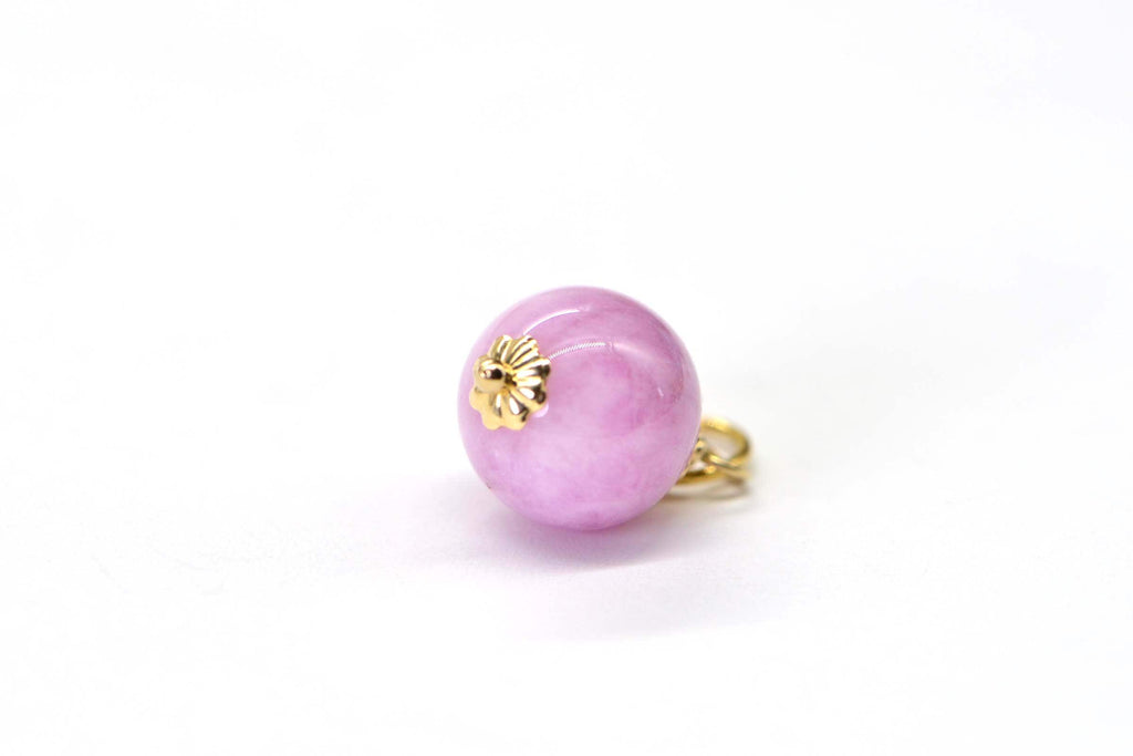 Kunzite Wire wrapped bead 10mm Sphere Ball Dangle 14K Yellow Gold Filled