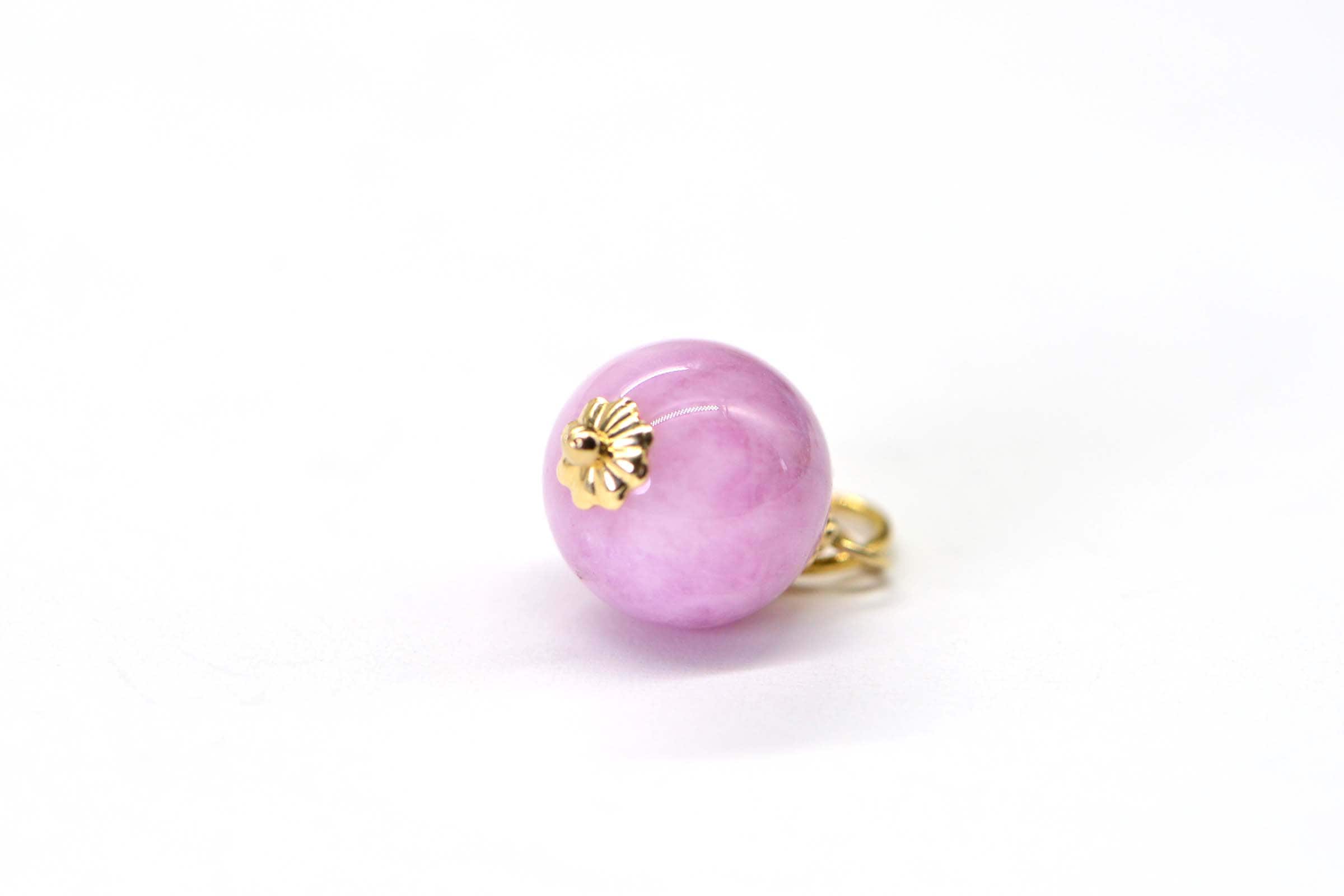 Kunzite Wire wrapped bead 10mm Sphere Ball Dangle 14K Yellow Gold Filled