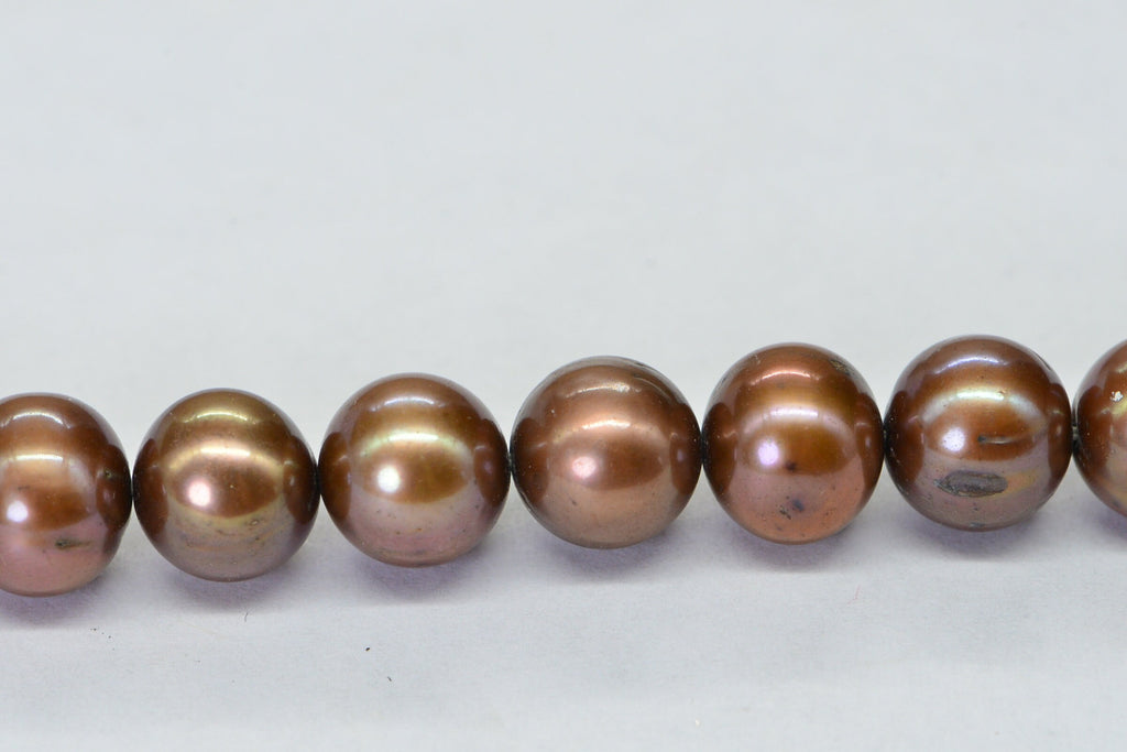 Brown Freshwater Pearl Beads: Round Off, 9mm Gemstone Jewelry Supplies