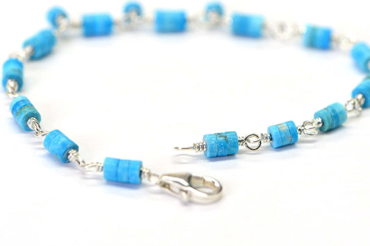 Arizona Turquoise Sleeping beauty Bracelet Sterling silver Wire Wrapped  Gemstone Jewelry stacked bracelet
