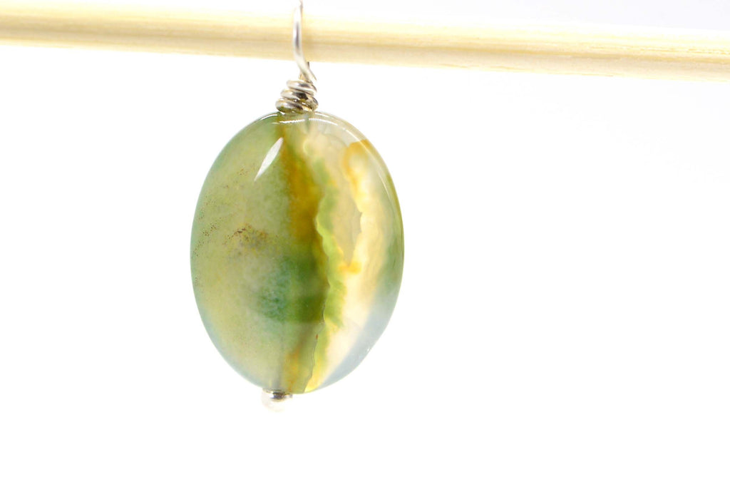 Ocean Jasper Cabochon: Green, White, Yellow Gemstone (16x12x4.1mm)