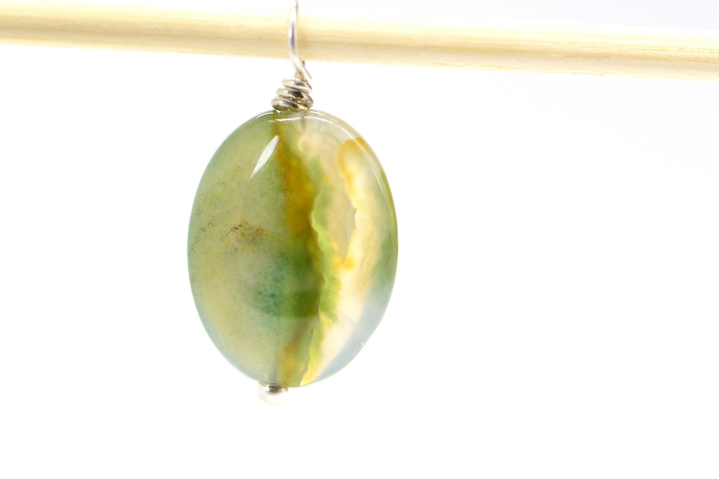 Ocean Jasper Cabochon: Green, White, Yellow Gemstone (16x12x4.1mm)