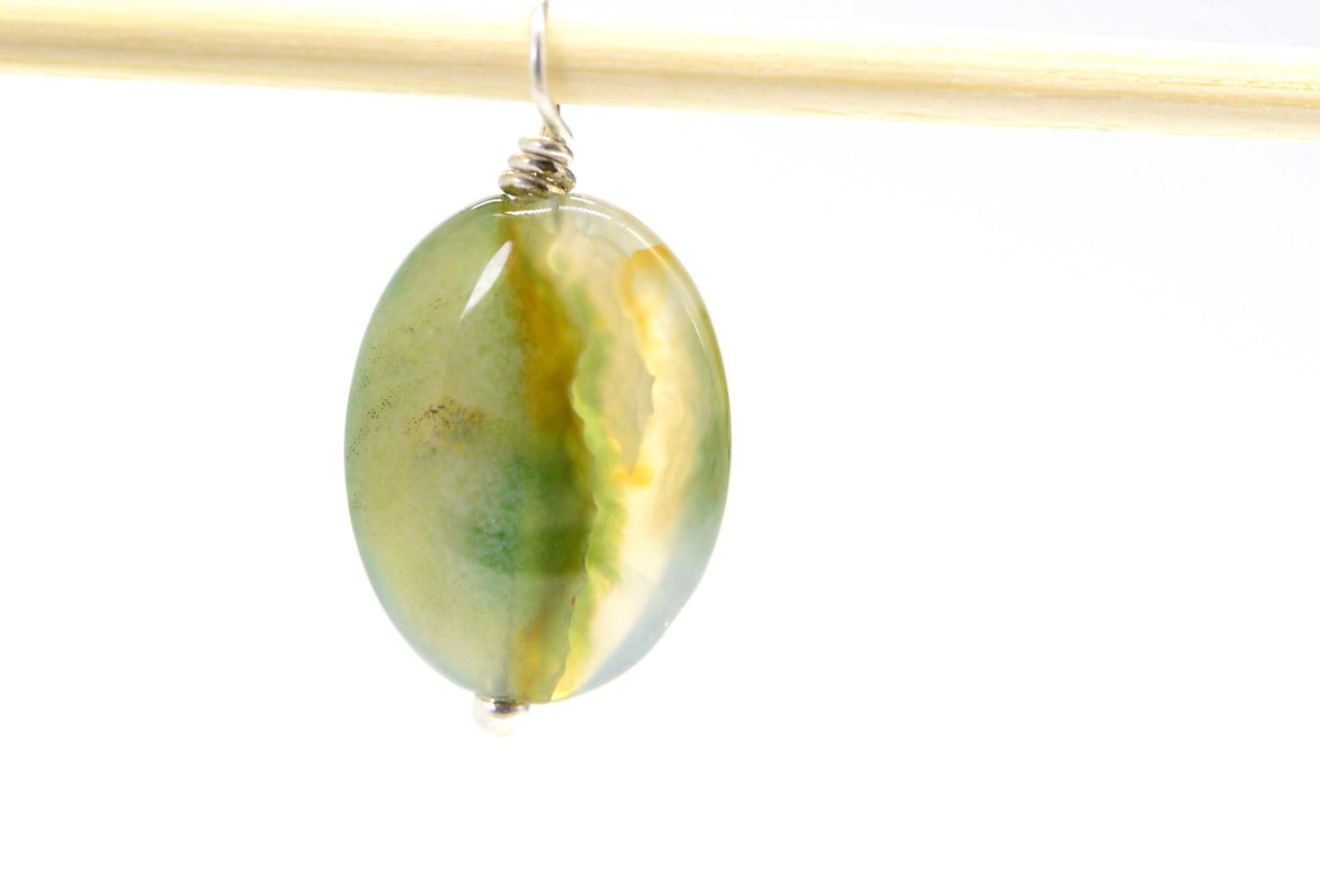 Ocean Jasper Cabochon: Green, White, Yellow Gemstone (16x12x4.1mm)