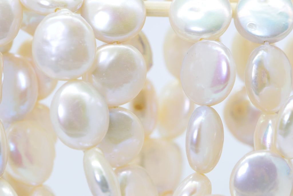 White Coin Pearl Beads: 12mm Freshwater Jewelry Supplies