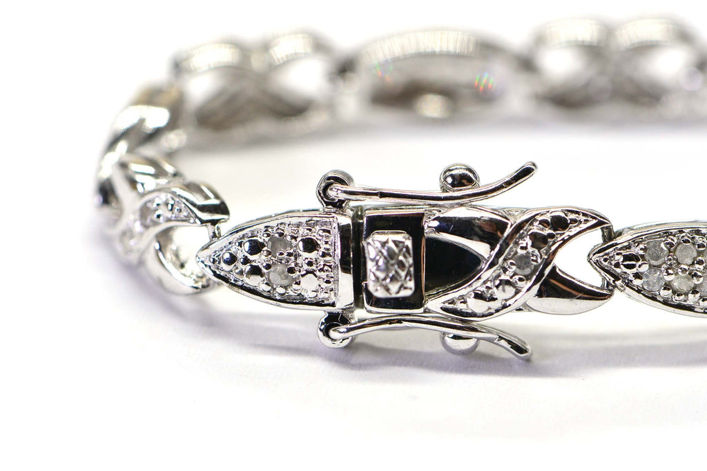 Natural Diamond Tennis Bracelet: Sterling Silver Vintage Style, 1 ct