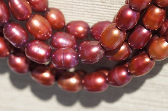 Luxe AA Freshwater Pearl Strand: Red Rice, 8mm, 16 Inch