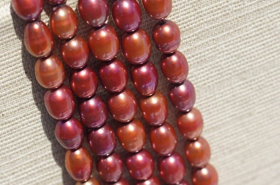 Luxe AA Freshwater Pearl Strand: Red Rice, 8mm, 16 Inch
