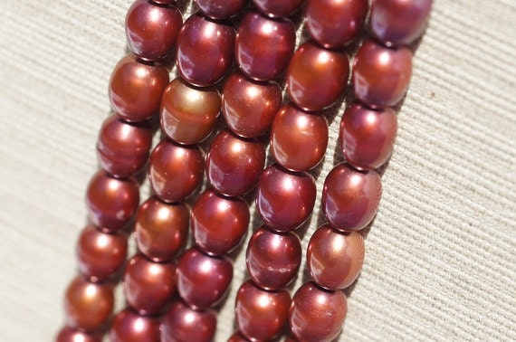Luxe AA Freshwater Pearl Strand: Red Rice, 8mm, 16 Inch