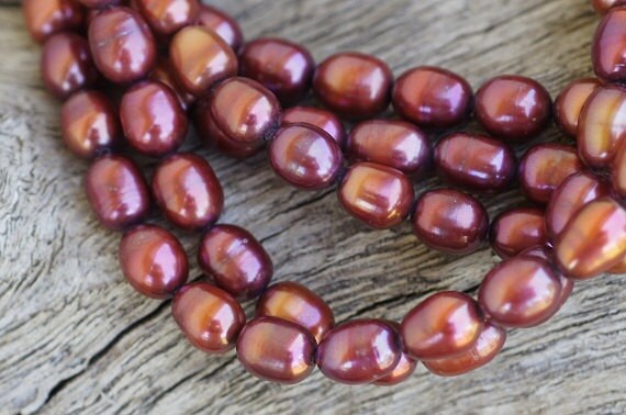 Luxe AA Freshwater Pearl Strand: Red Rice, 8mm, 16 Inch