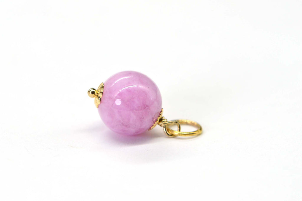 Kunzite Wire wrapped bead 10mm Sphere Ball Dangle 14K Yellow Gold Filled