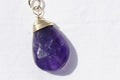 Natural Amethyst Faceted Briolette Wire Wrapped 14 K Golld Filled . Amethyst Pendant