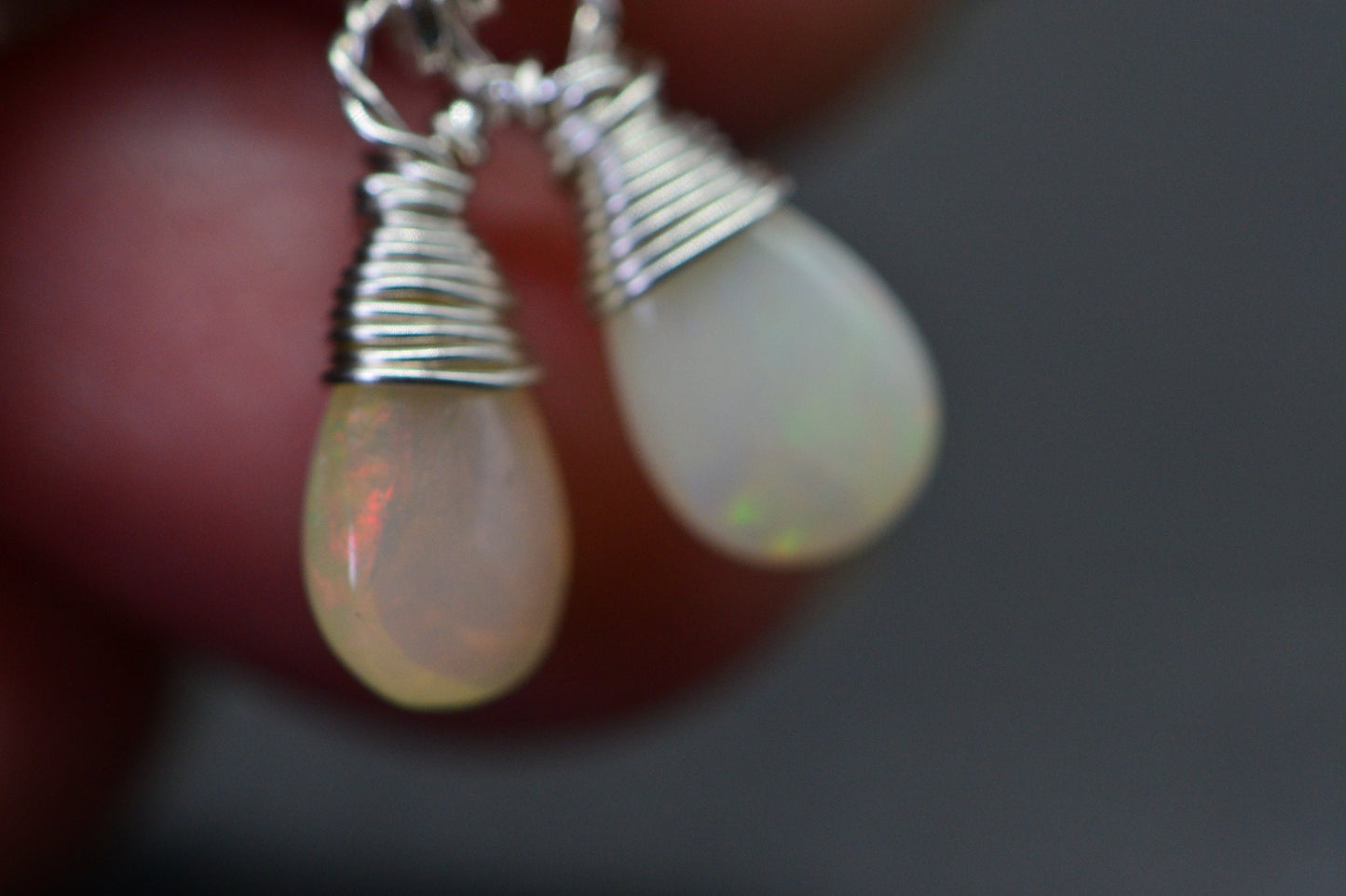 White Opal Earrings Sterling silver Tiny Earrings Jewelry Birthstone October