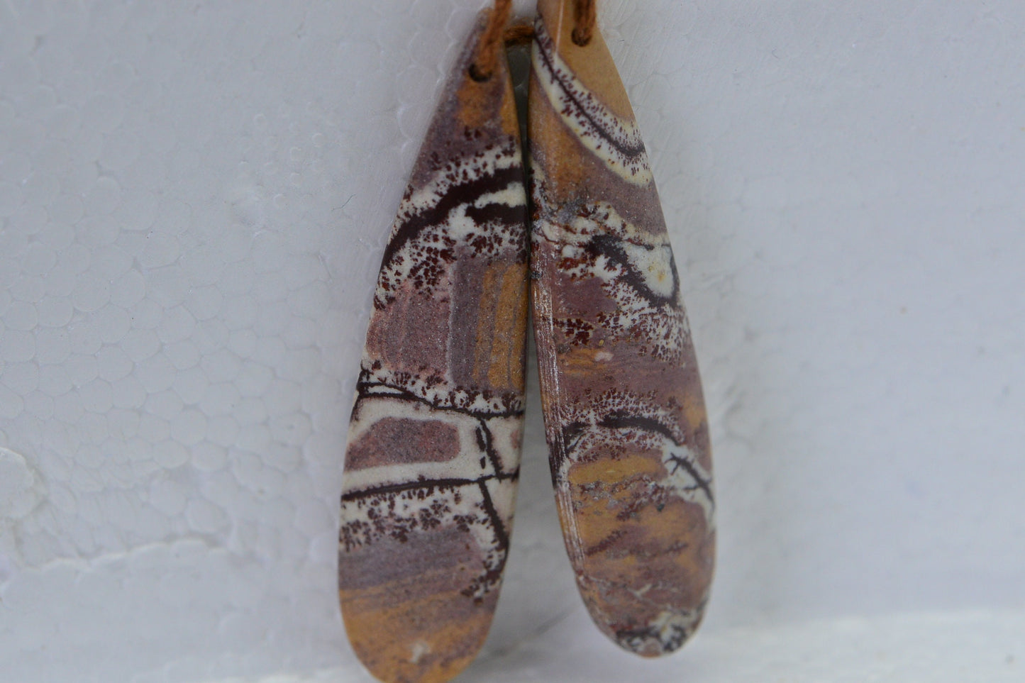 Sonora Jasper Cabochon Matches Pairs Teardrop Mocha Brown Wire wrapped Jewelry Supply
