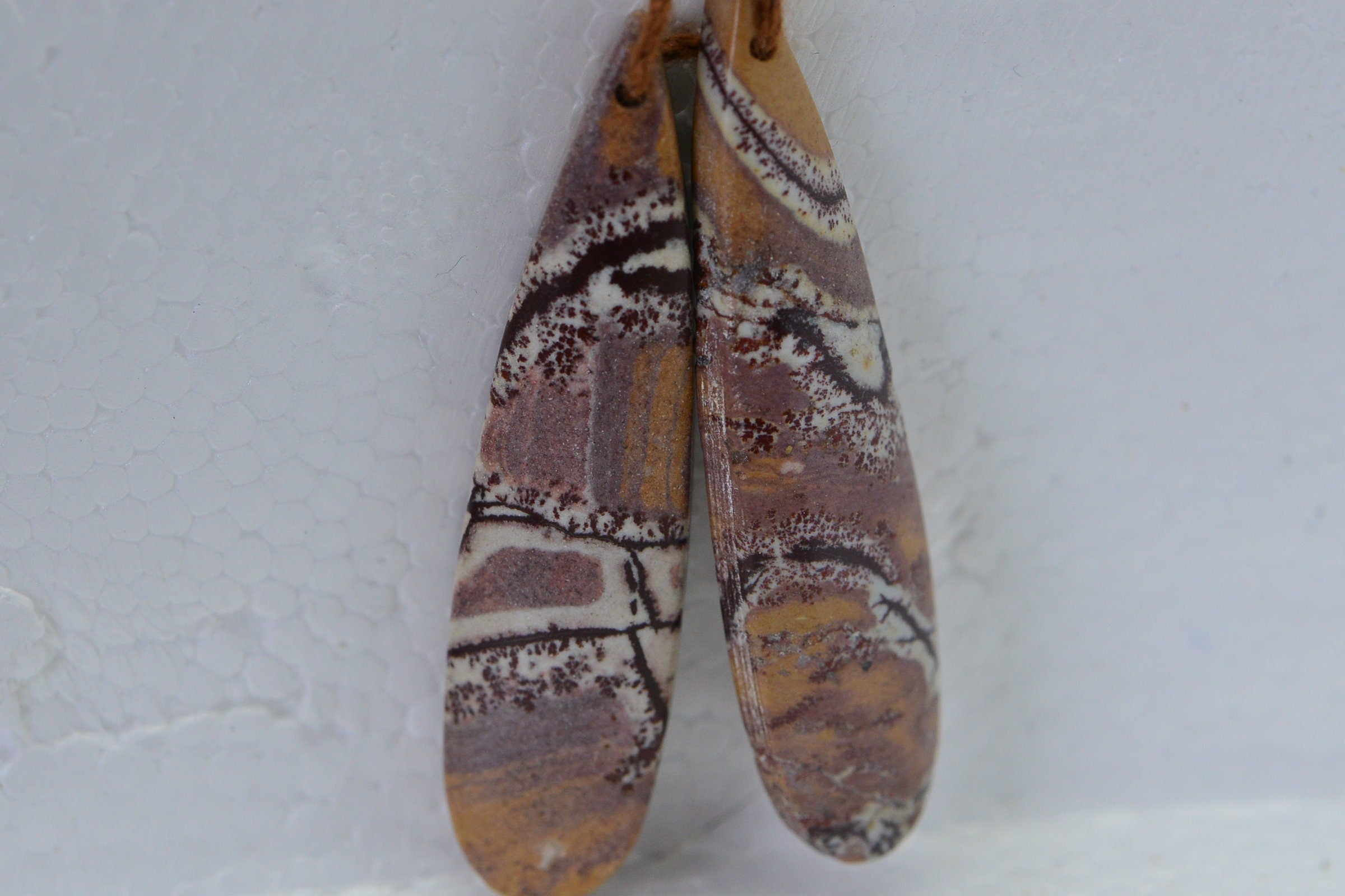 Sonora Jasper Cabochon Matches Pairs Teardrop Mocha Brown Wire wrapped Jewelry Supply
