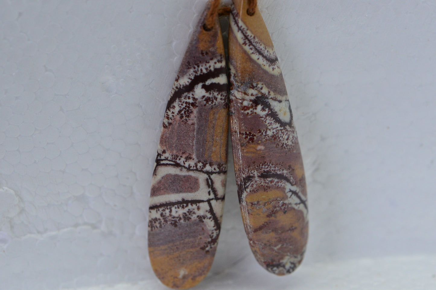 Sonora Jasper Cabochon Matches Pairs Teardrop Mocha Brown Wire wrapped Jewelry Supply