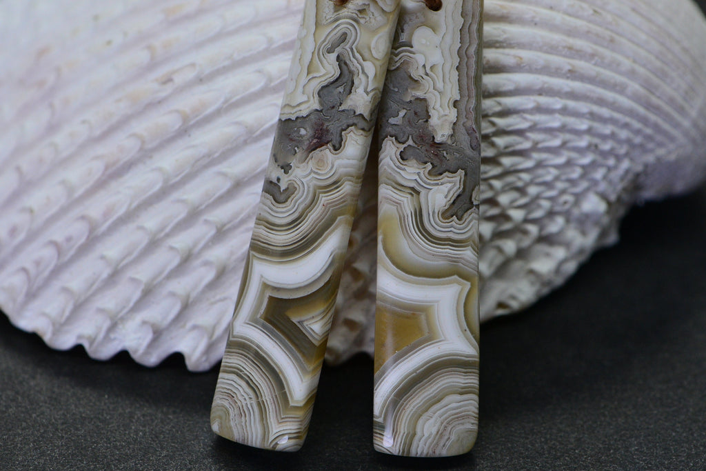 Crazy Lace Agate Cabochons: Natural Gemstone Jewelry Supplies (24x10.2x3.7mm)