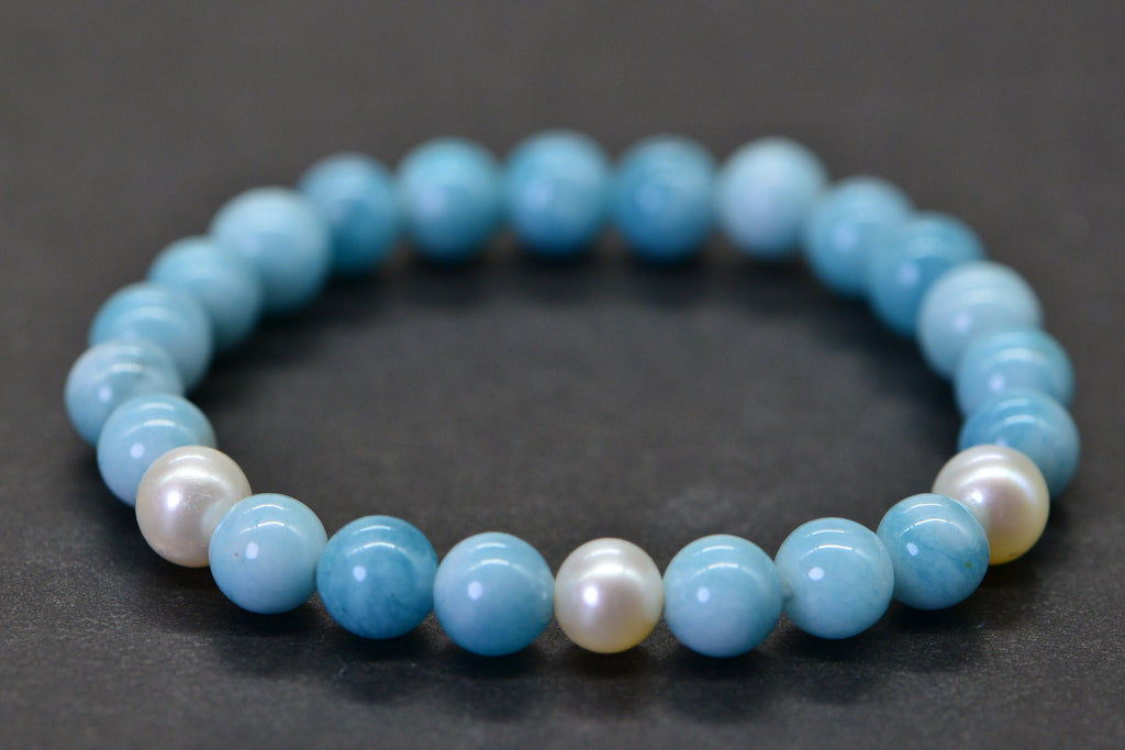 Three Pearl Larimar Quartz 6 mm Blue Natural Gemstone Beads Jewelry Making Supplies