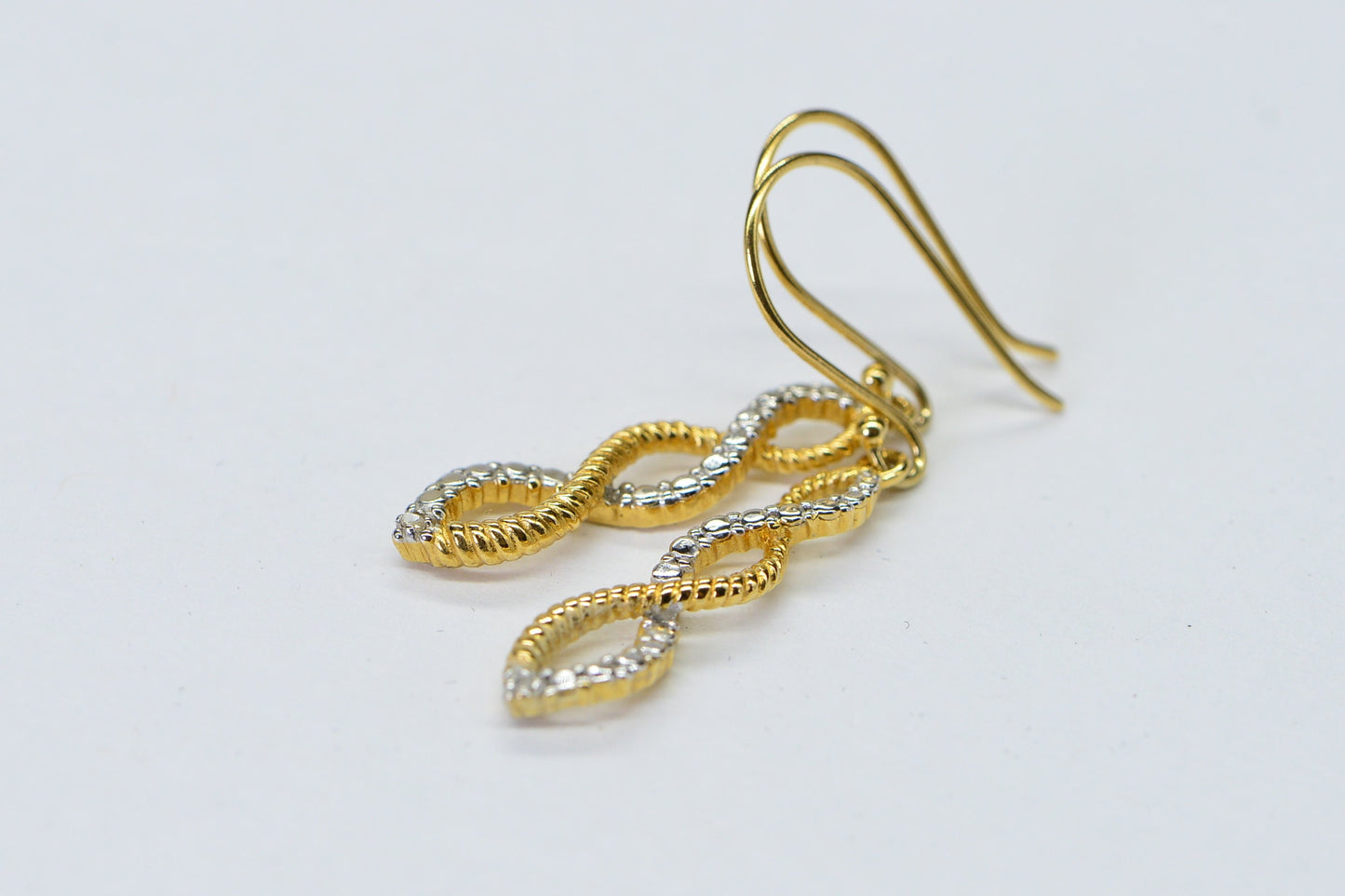 Twist Earrings 14K Yellow Gold Plated Real Diamond Minimalist Earrings