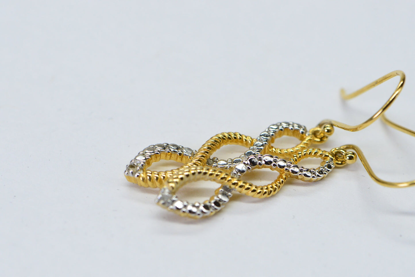 Twist Earrings 14K Yellow Gold Plated Real Diamond Minimalist Earrings