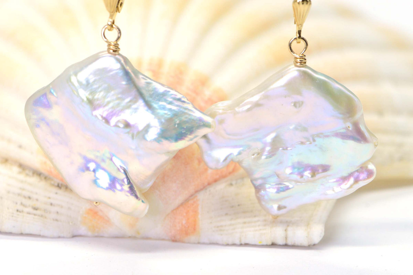 Large Baroque Pearl Earrings: 14K Gold Filled, Freshwater Pearl