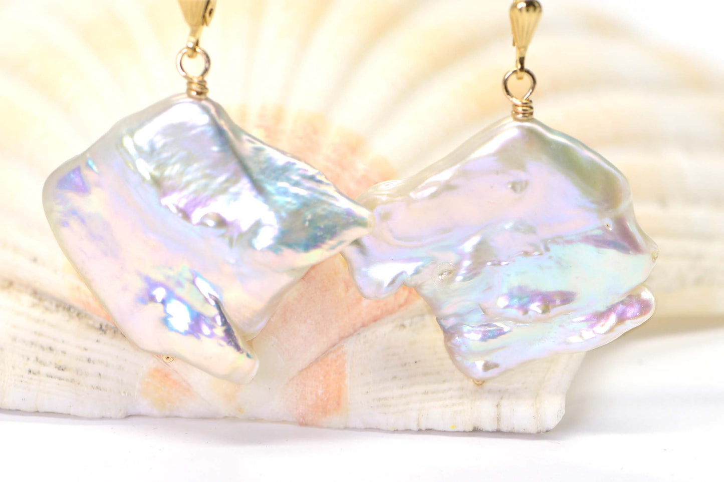 Large Baroque Pearl Earrings: 14K Gold Filled, Freshwater Pearl