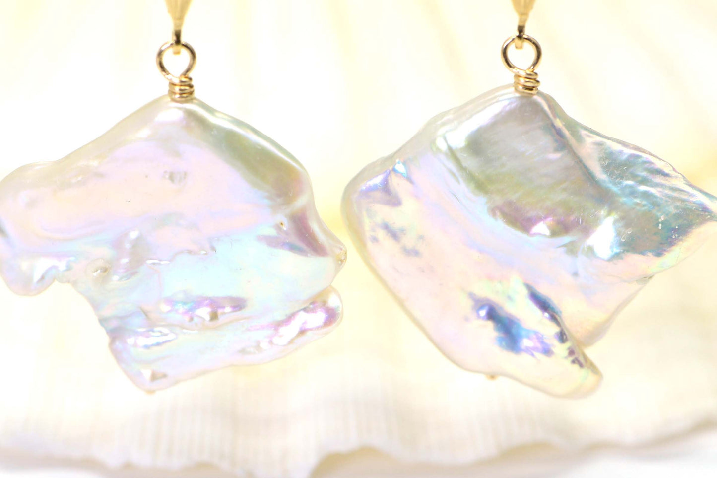 Large Baroque Pearl Earrings: 14K Gold Filled, Freshwater Pearl