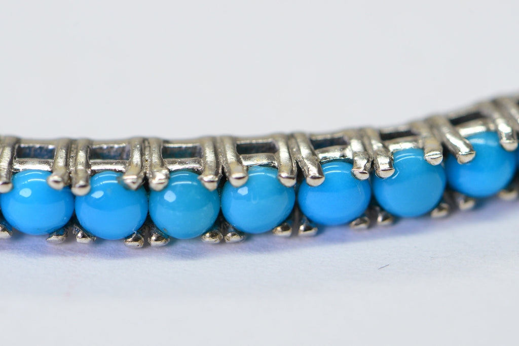 Sleeping Beauty Turquoise Bar Bracelet: Sterling Silver Adjustable Bolo