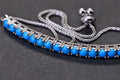 Sleeping Beauty Turquoise Bar Bracelet: Sterling Silver Adjustable Bolo