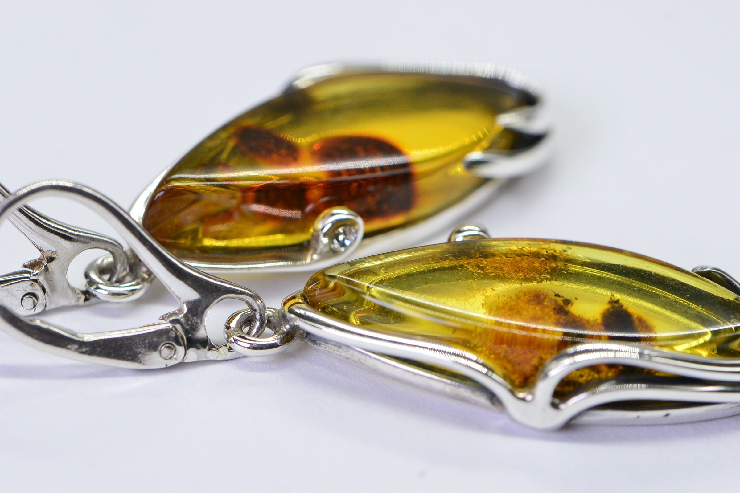 Baltic Amber Drop Earrings: Sterling Silver Gemstone Jewelry