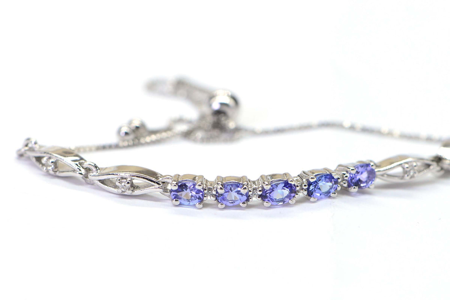 Tanzanite Bracelet  Bolo Adjusted Bracelet in Platinum Over 925 Sterling Silver