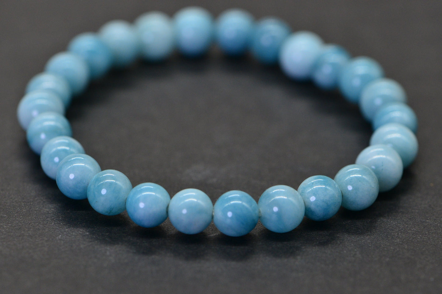 Larimar Quartz Bracelet: Blue 6mm Round Gemstone Beads