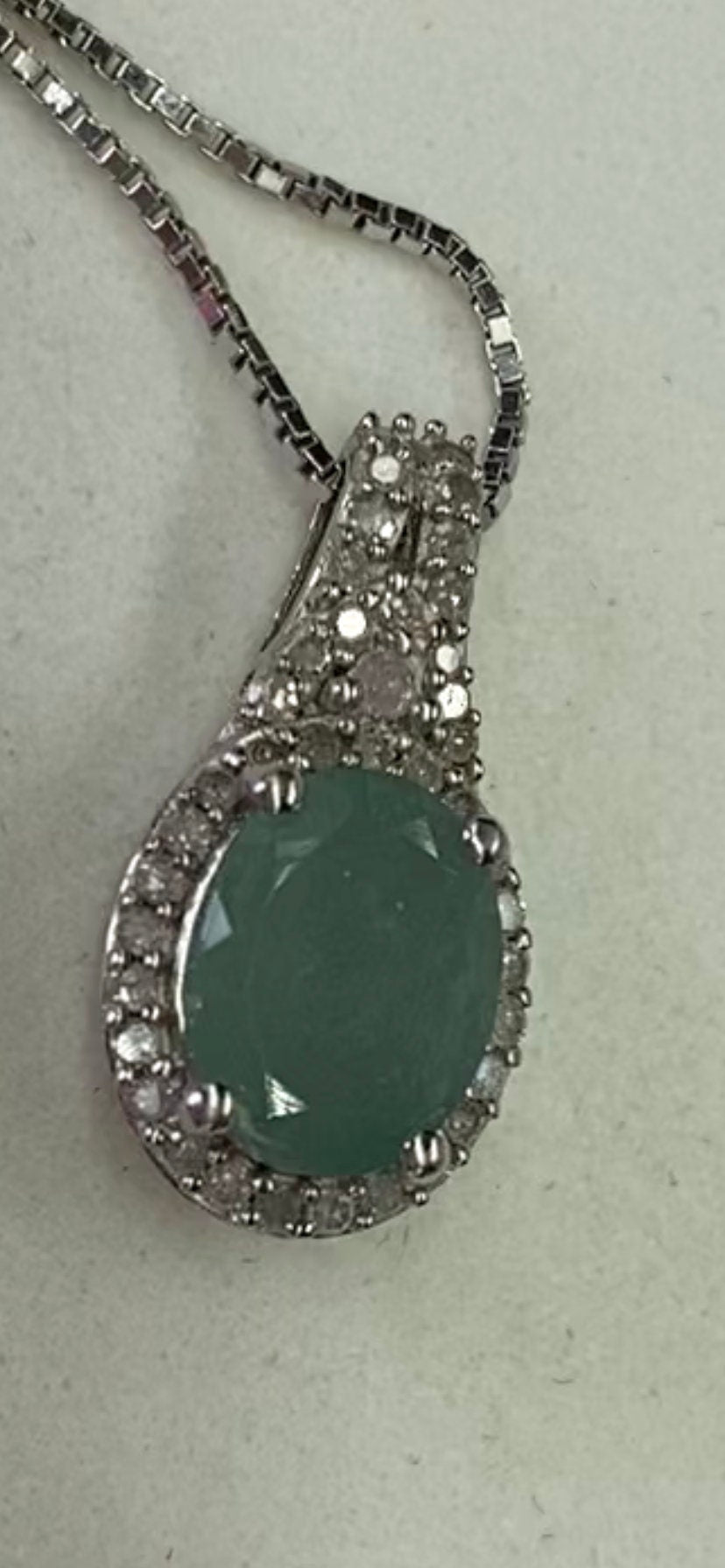Grandidierite Diamond Halo Pendant, Sterling Silver Necklace