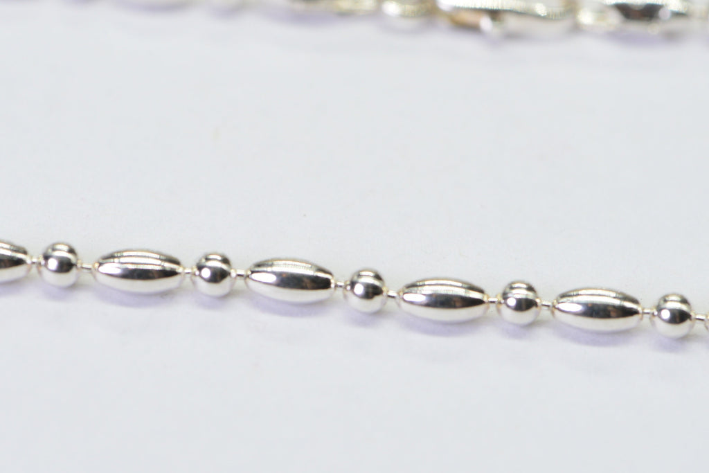 Sterling Silver Beaded Bracelet: Multi-Shape Anklet