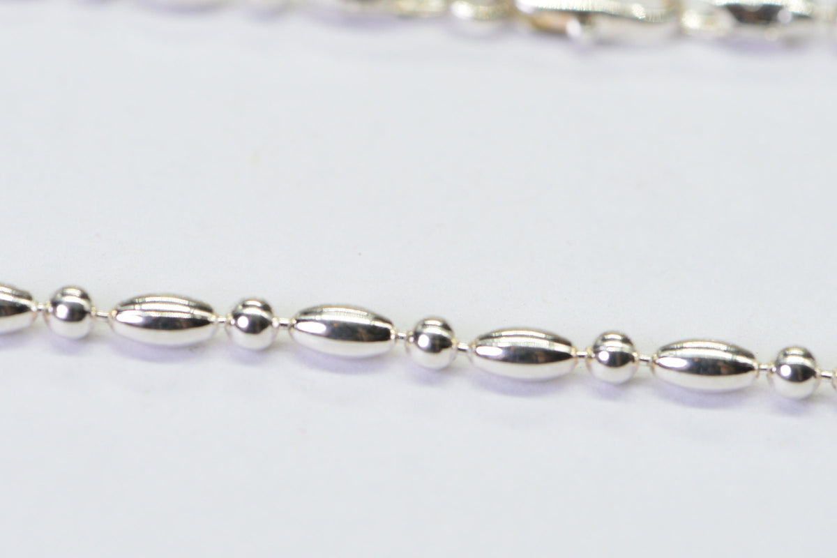 Sterling Silver Beaded Bracelet: Multi-Shape Anklet