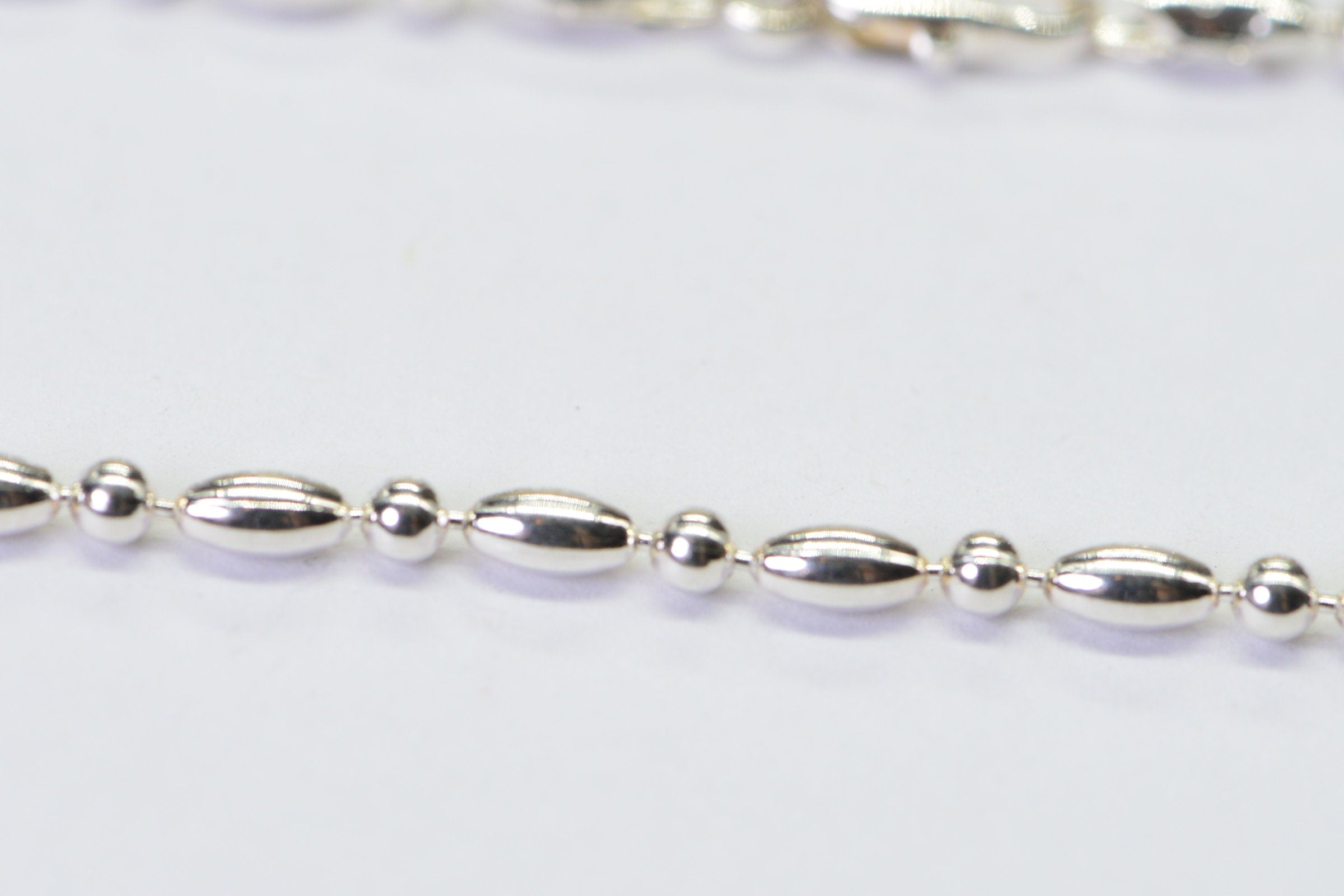 Sterling Silver Beaded Bracelet: Multi-Shape Anklet