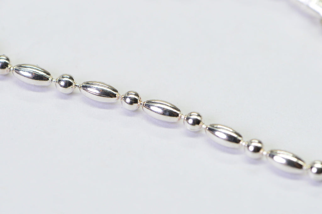 Sterling Silver Beaded Bracelet: Multi-Shape Anklet