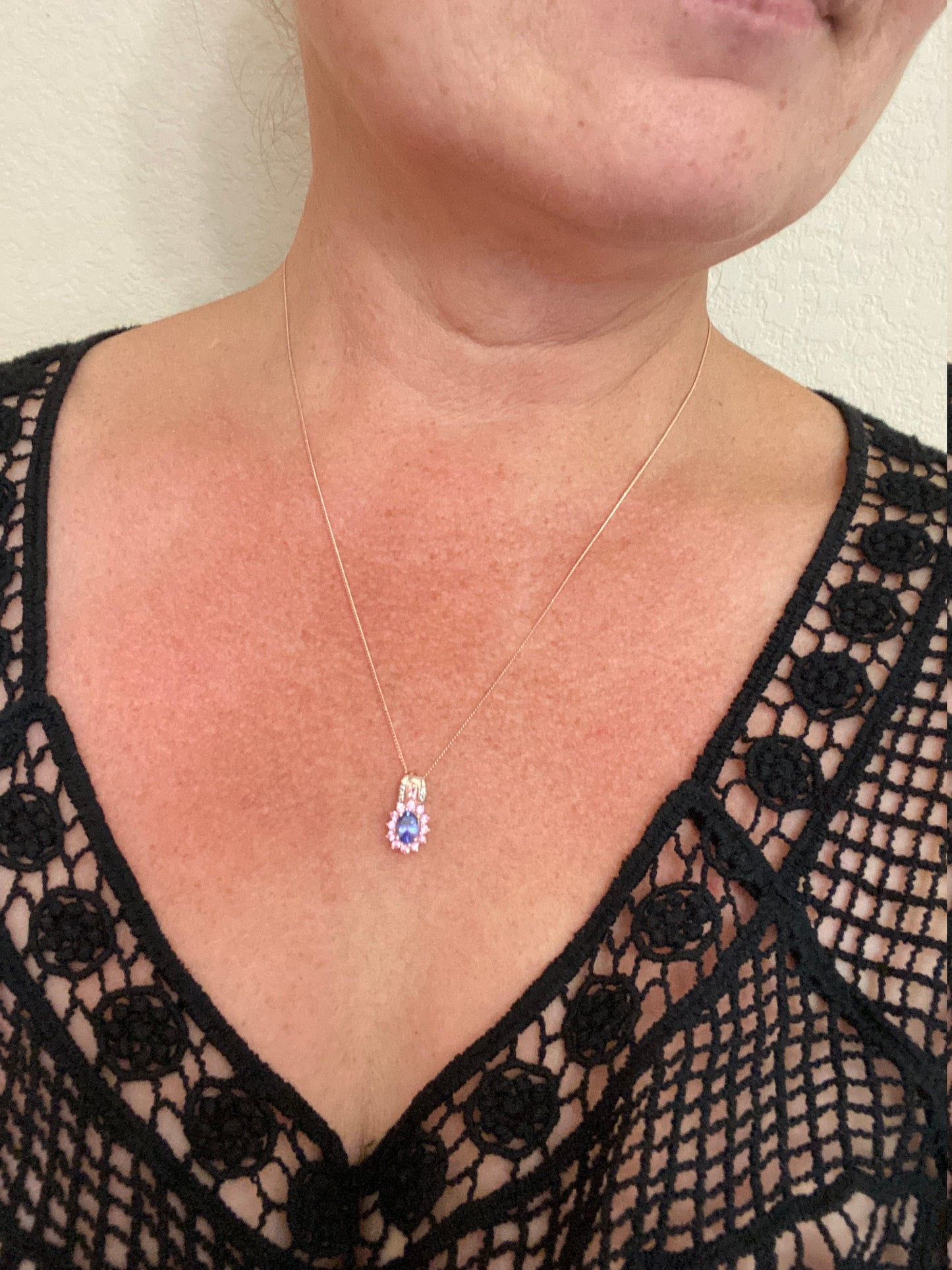 Petite Pink Topaz Sterling Silver Pendant Necklace - 18 inch