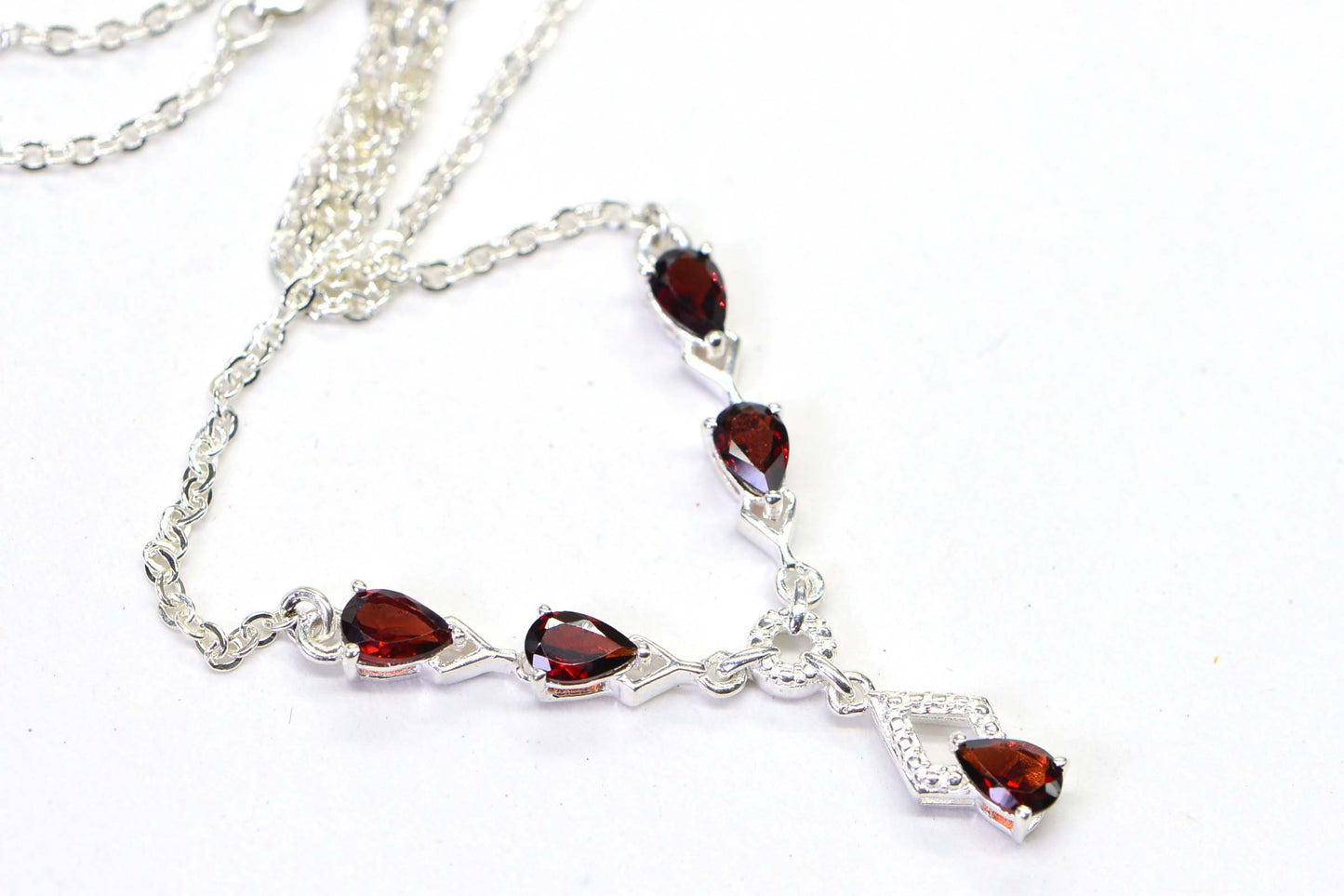 Natural Peridot Sterling Silver Necklace, Prong Set Pear Choker