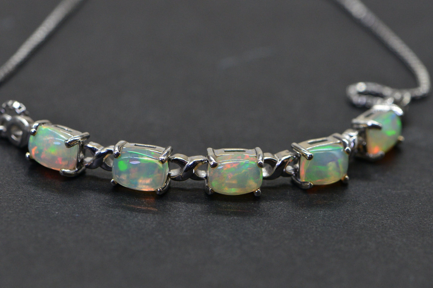 Ethiopian Welo Opal Bolo Bracelet, Emerald Cut, Sterling Silver Adjustable