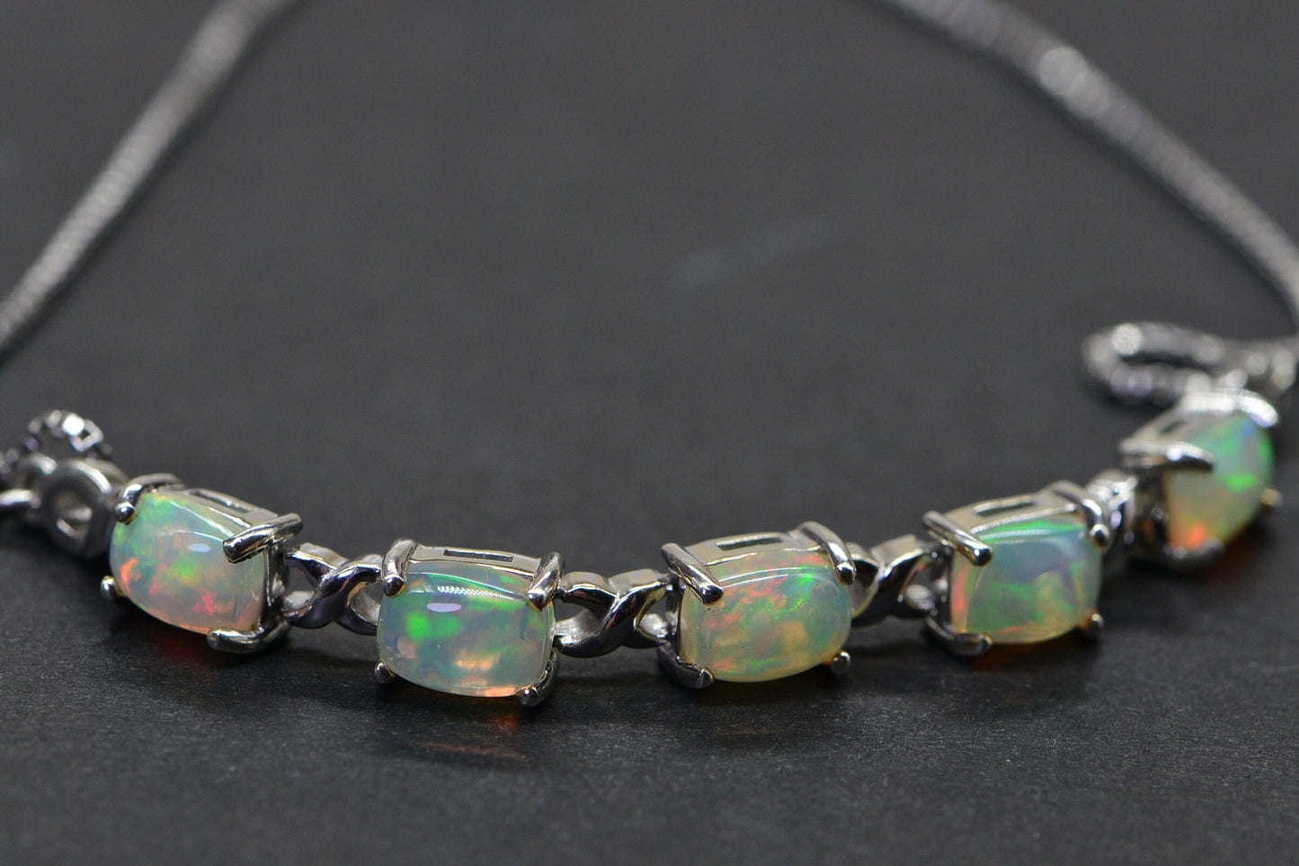 Ethiopian Welo Opal Bolo Bracelet, Emerald Cut, Sterling Silver Adjustable