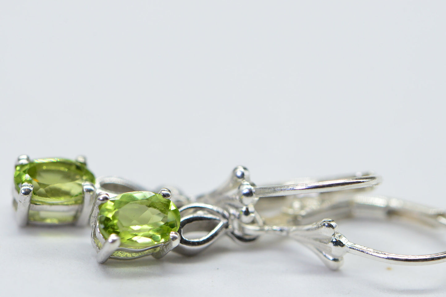 Peridot Sterling Silver Earrings, August Birthstone, Prong Set