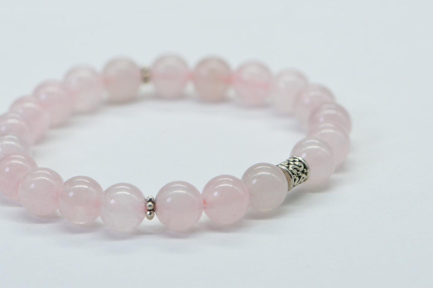 Rose Quartz Bracelet: 8mm Round Gemstone Beads, Love Bracelet