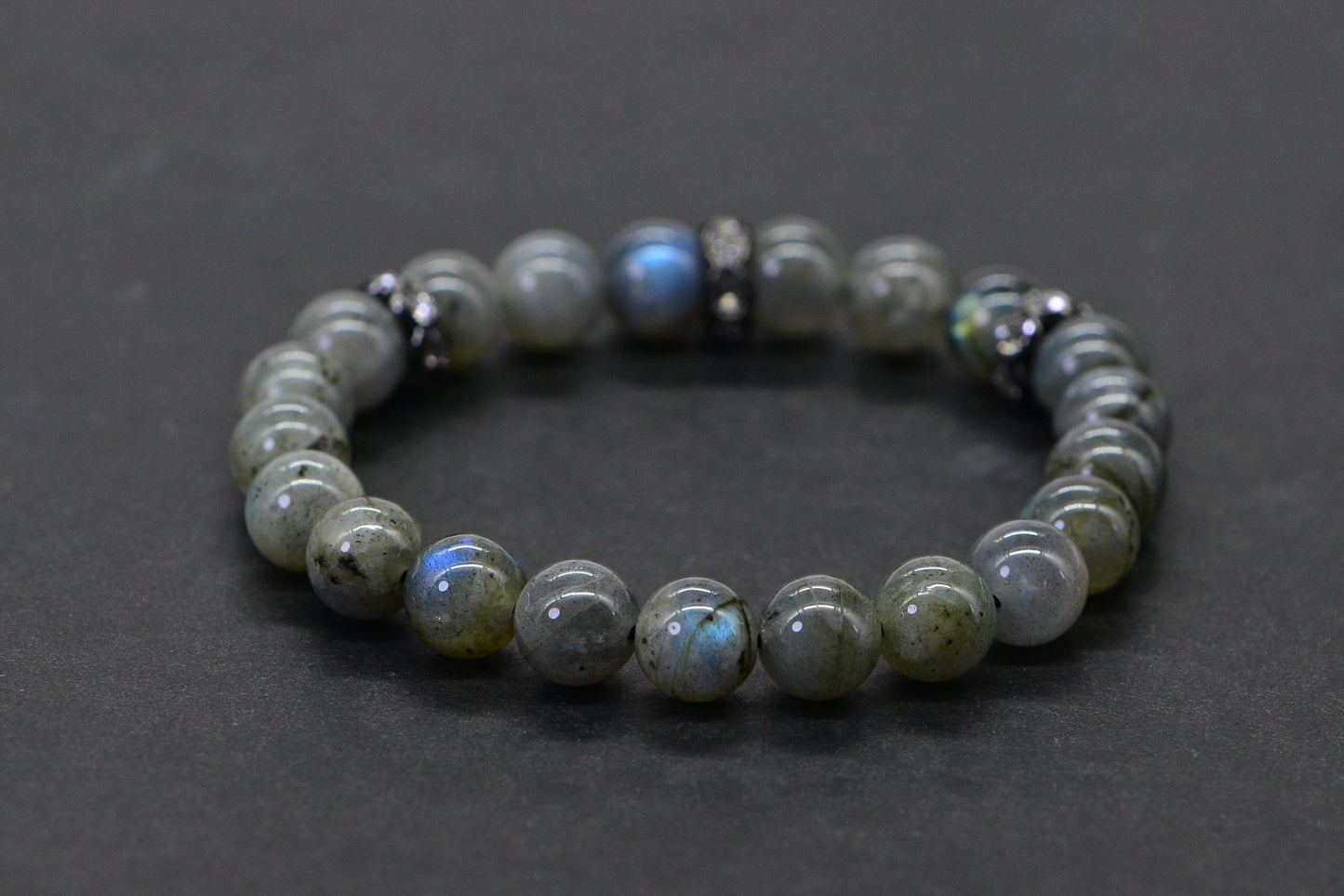 Labradorite Bracelet: 8mm Round Bead Gemstone, Boho Chakra Jewelry