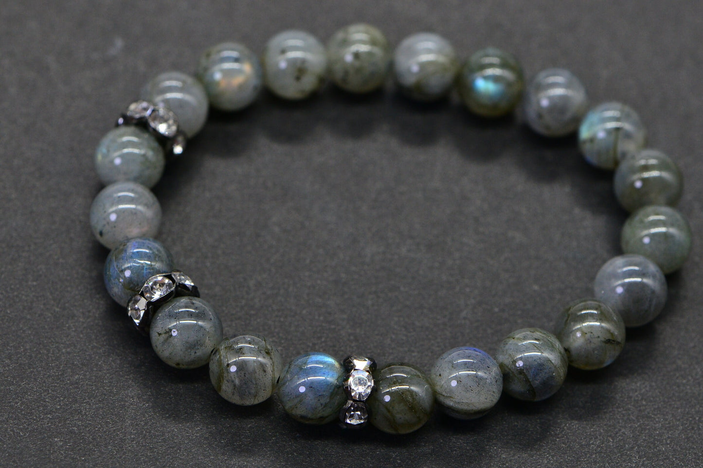 Labradorite Bracelet: 8mm Round Bead Gemstone, Boho Chakra Jewelry