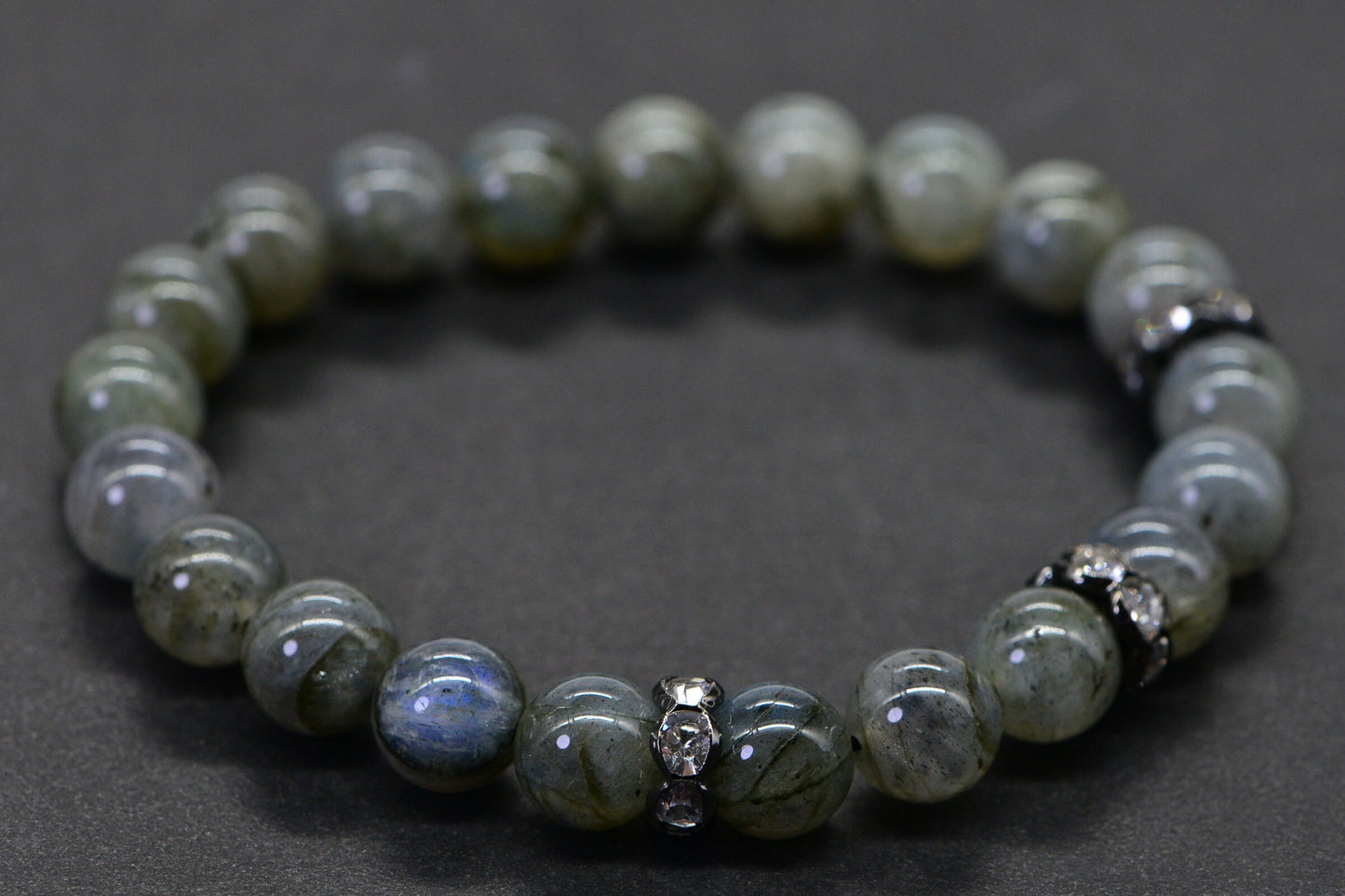 Labradorite Bracelet: 8mm Round Bead Gemstone, Boho Chakra Jewelry