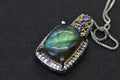 Blue Flash Labradorite Tanzanite Pendant Necklace Sterling Silver Multi Stone  Necklace