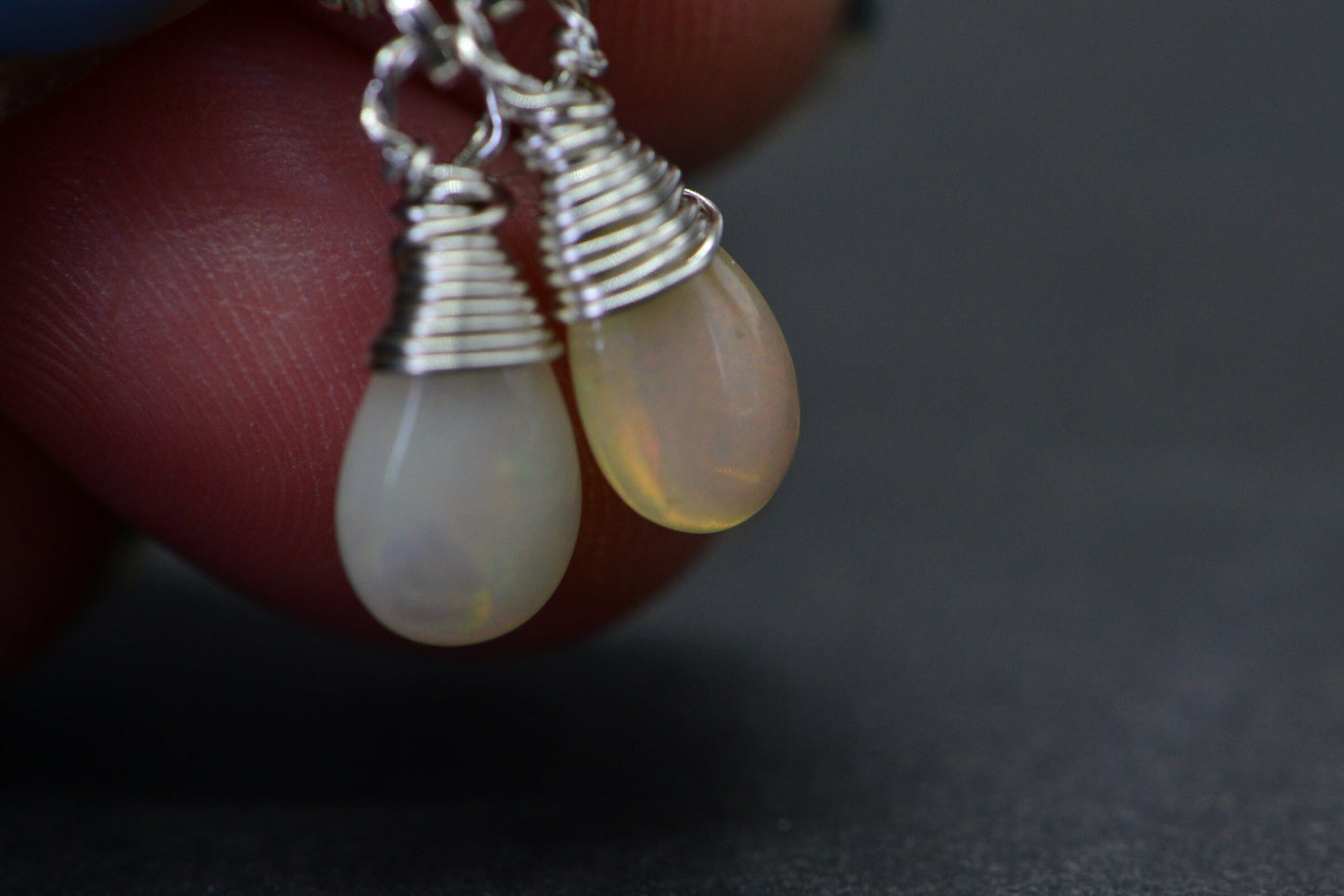 White Opal Earrings Sterling silver Tiny Earrings Jewelry Birthstone October